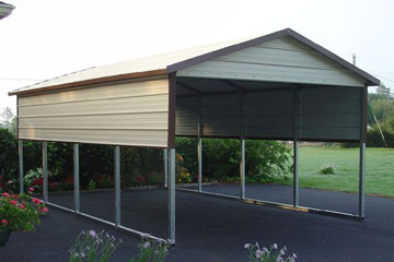 1 car carport canopy with half walls and gabled boxed eave