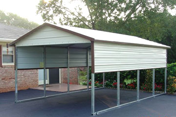 Single carport with half walls to protect your car or boat