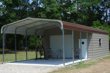 STeel Garage with roll up door, walk-in door, and windows