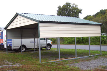 Steel Carport with half walls and gable 